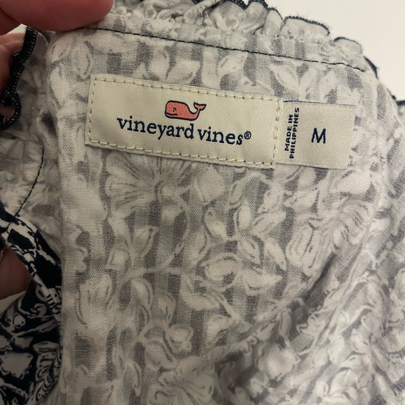 Vineyard Vines Brand Women's Medium Tiered Seersucker Blue & White Floral Dress - Picture 5 of 10